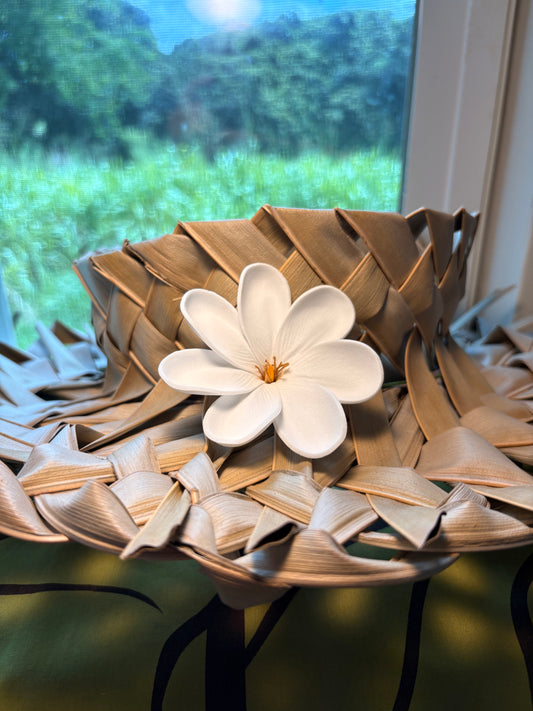 Tahitian Tiare White Foam Flowers with Stem (3")
