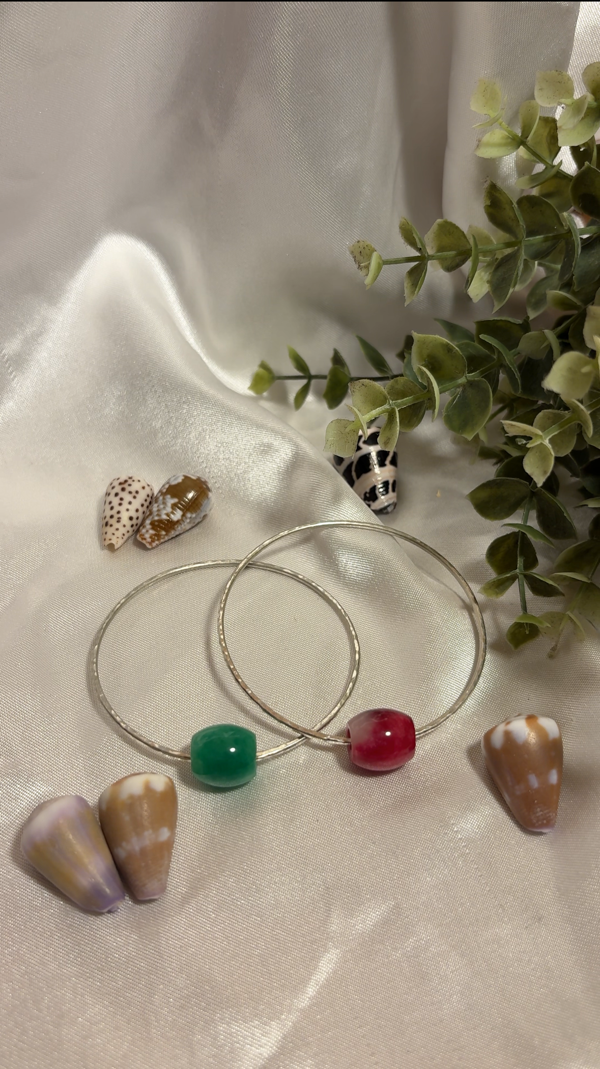 Sterling Silver Jade Barrel Bangle